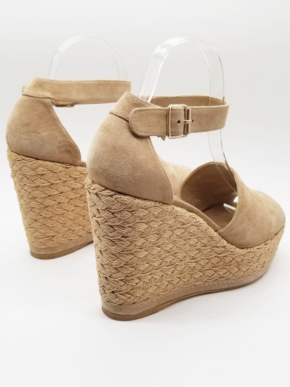 Stuart Weitzman Sohojute Wedge Sandal Espadrille Mojave Suede Tan Size 9M $455 - Picture 7 of 16